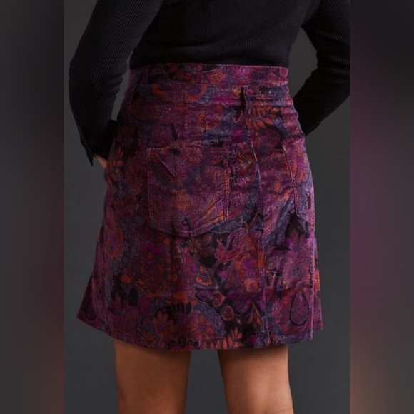 NWT Anthropologie Pilcro Floral Corduroy Button Front Mini Skirt - Picture 3 of 14